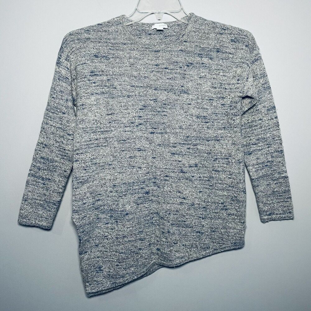 Pure Jill Sweater Women Small Pet Gray Blue Wool Cashmere Blend Asymmetrical Hem